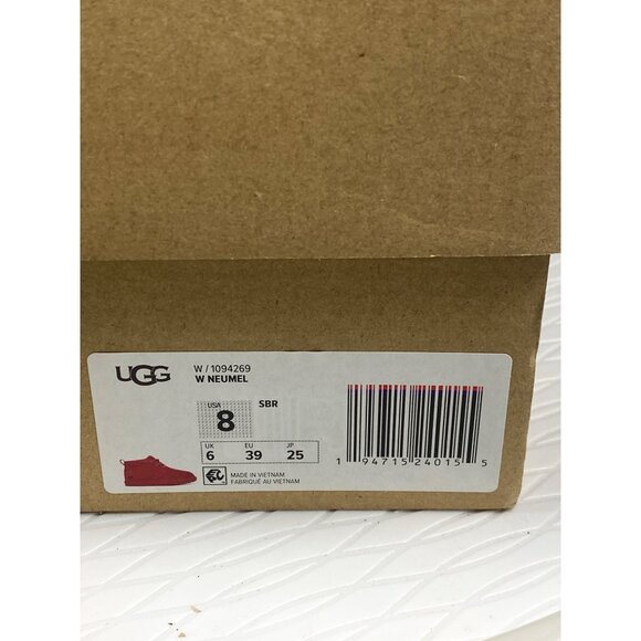 New UGG NEUMEL Mid Top Casual Snow Boots Suede Red Fur Women's 8 EU39 - Picture 5 of 12